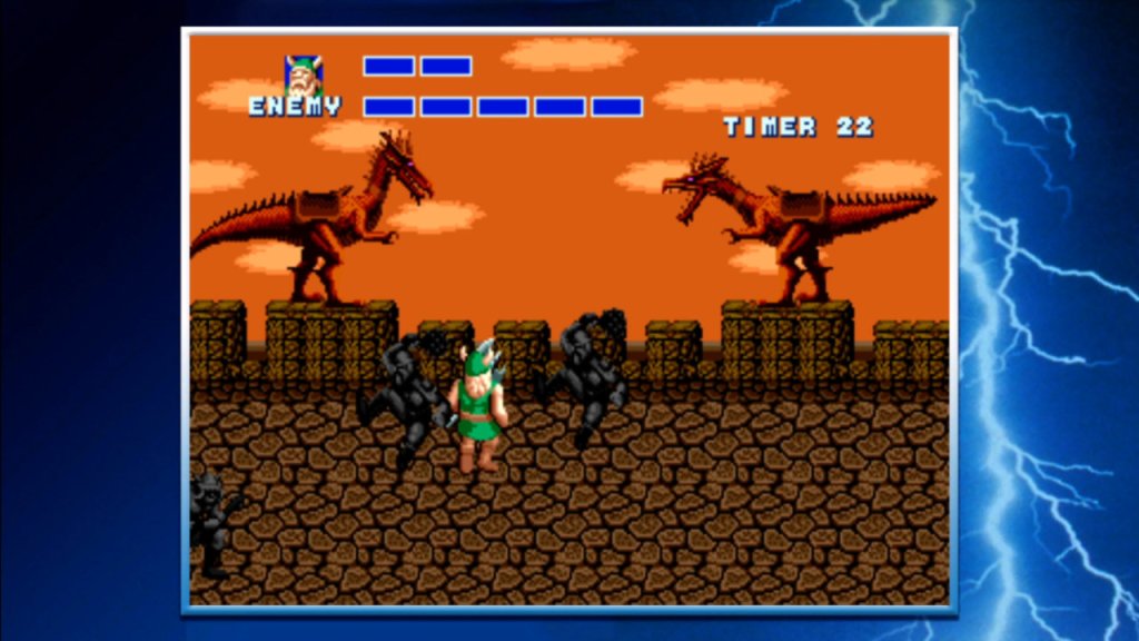 Golden Axe - Gilius avoiding enemies by walking upward in The Duel mode.