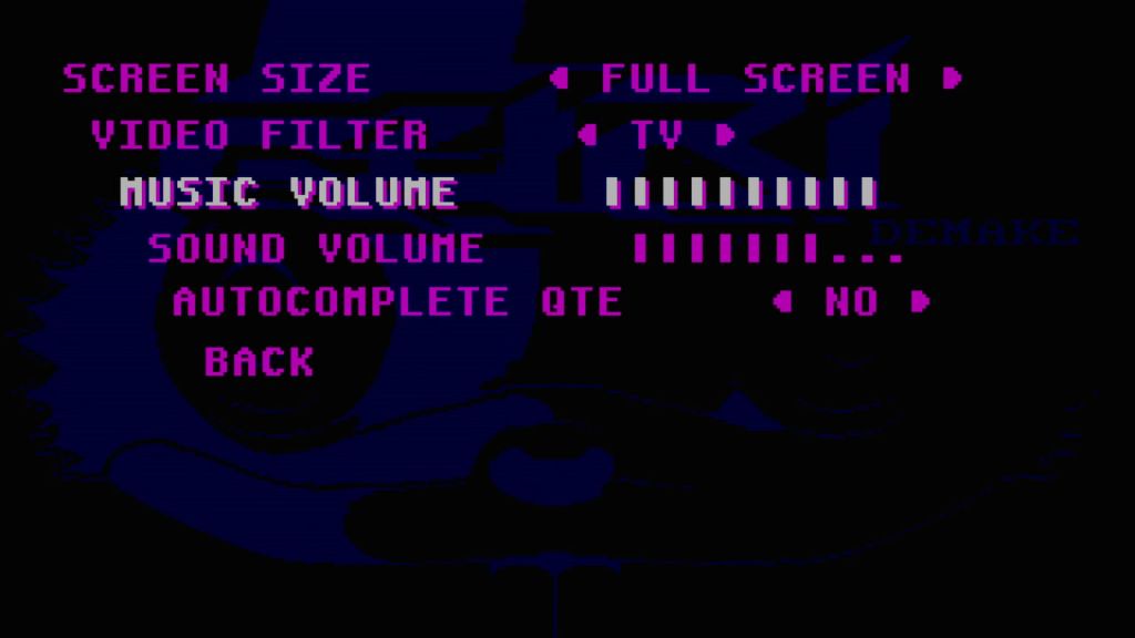 Furi Demake - The Chain - Even though it is only one boss fight, the game includes a number of options.