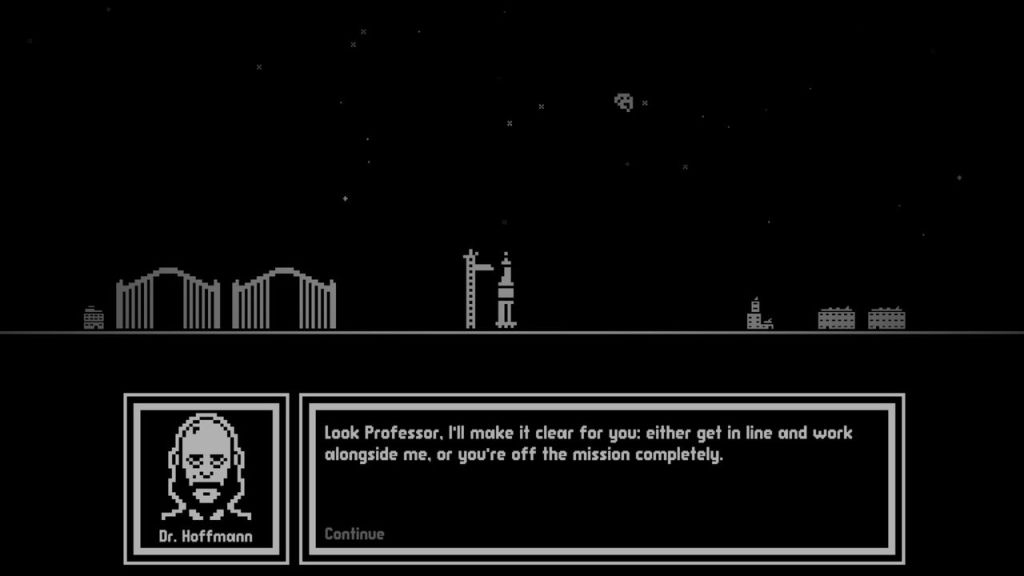 What happened on the Moon? - An early story scene. This game has a surprising amount of dialog.