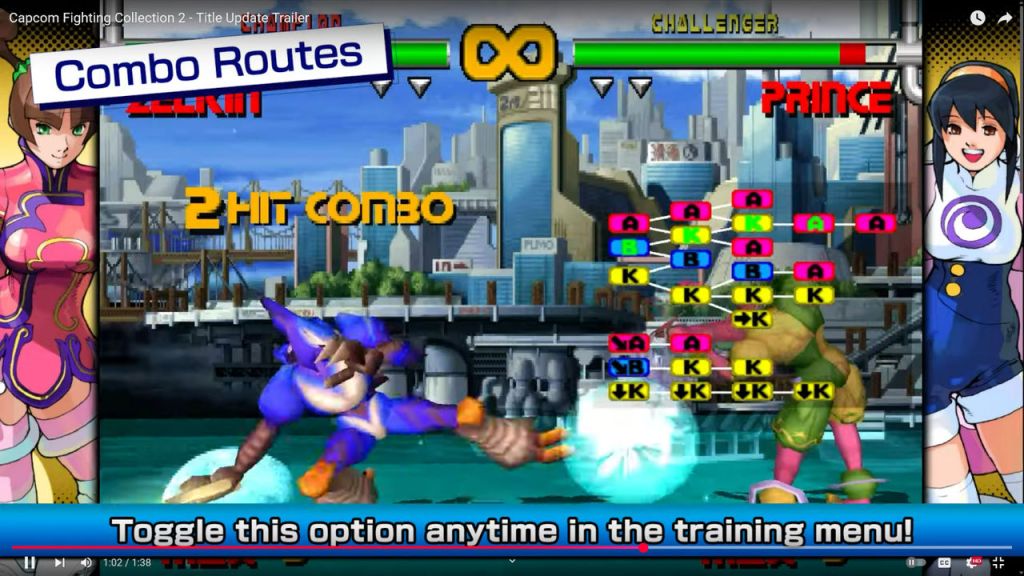 Capcom Fighting Collection 2 Plasma Sword Combo Routes in Training Mode