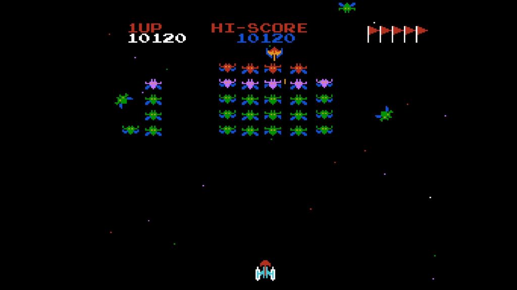 Galaxian - I never like it when my missiles go down the middle between the alien swarm!