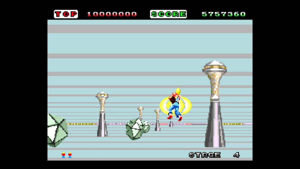 Space Harrier (TG-16) - The sci-fi look of this level is cool, but it also makes the pixelation obvious.