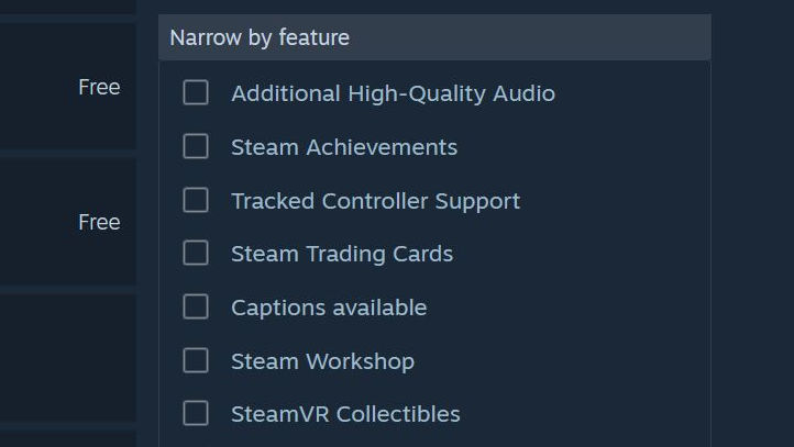 Steam on a PC - Other Options #3 - Narrow by feature is available.