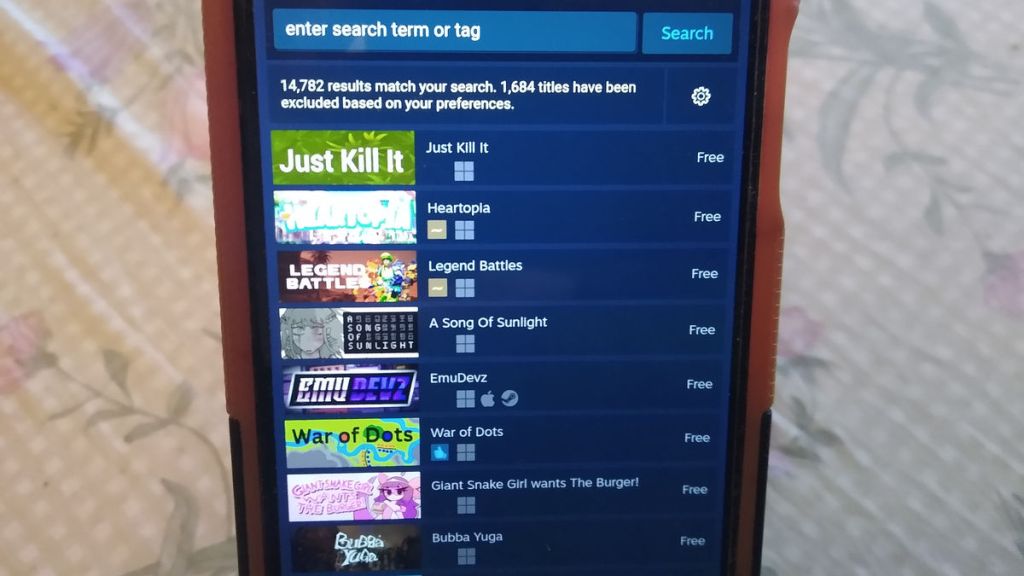 Steam on a Phone - 12) The most recent free games will then be shown in order of newest to oldest.