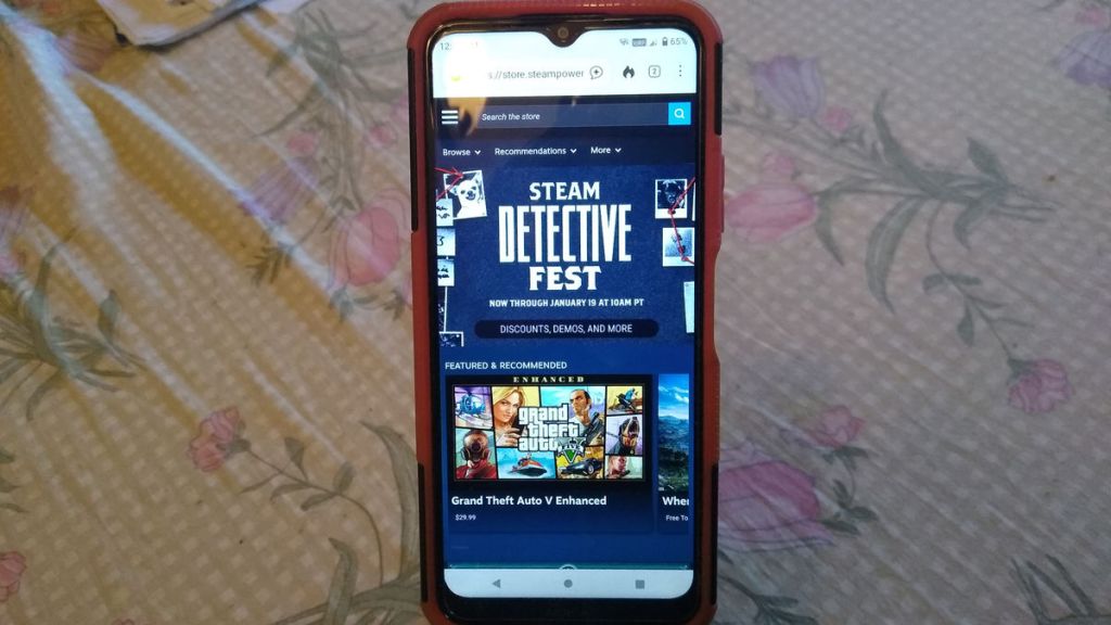 Steam on a Phone - 3) The Steam homepage will appear.