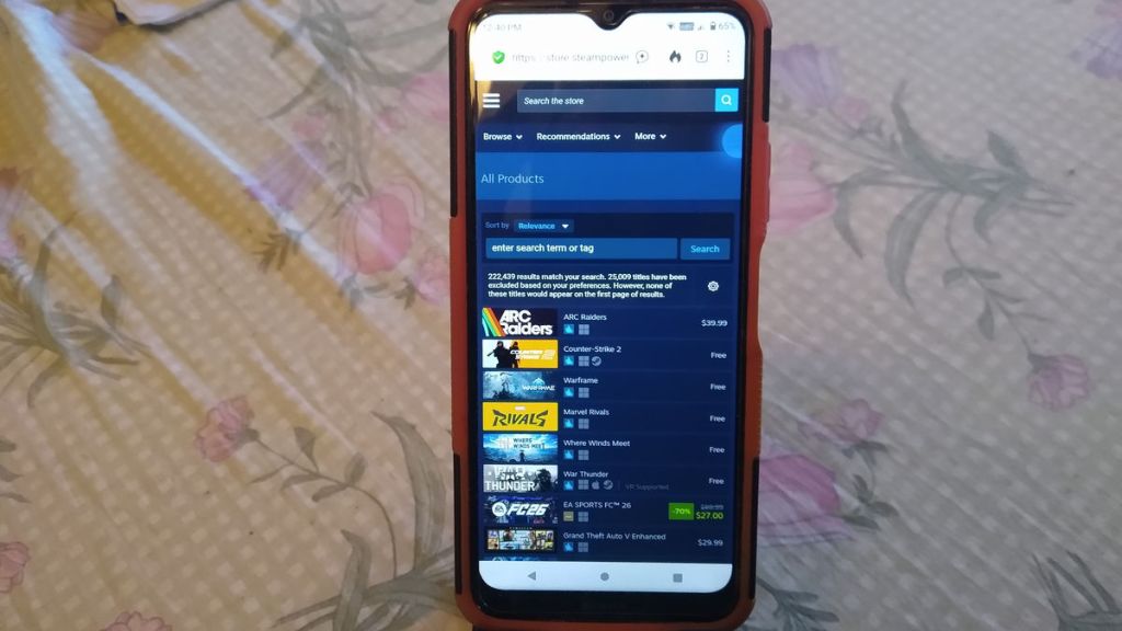 Steam on a Phone - 5) A new screen will appear.