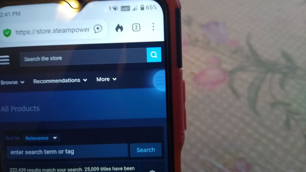 Steam on a Phone - 6) Below the magnifying glass there will be a button for options, or the sandwich menu. Press it.
