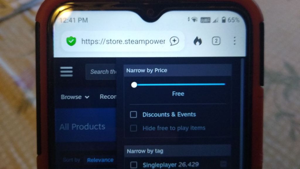Steam on a Phone - 8) Move it all the way to the left so it says Free.
