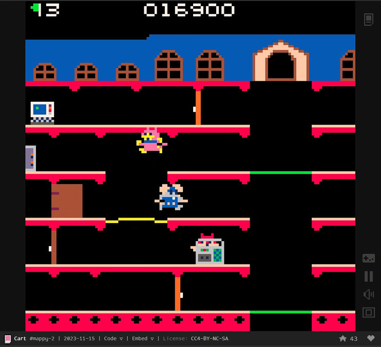 Mappy (PICO-8) - Goro is still hiding, but will I make it to him in time?