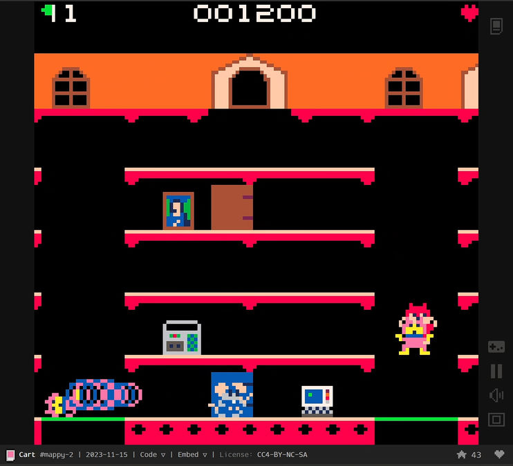 Mappy (PICO-8) - Oddly enough, the shockwaves have been replaced by circles that go across the screen.