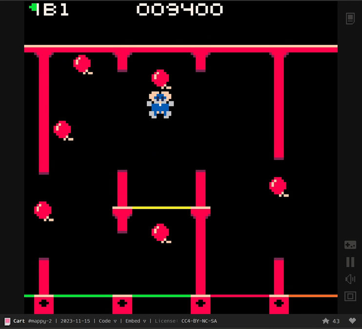 Mappy (PICO-8) - The bonus stages also have more balloons than the Nintendo version.