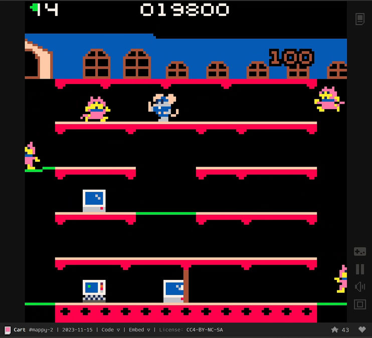 Mappy (PICO-8) - This is no good, I am going to lose a life soon!