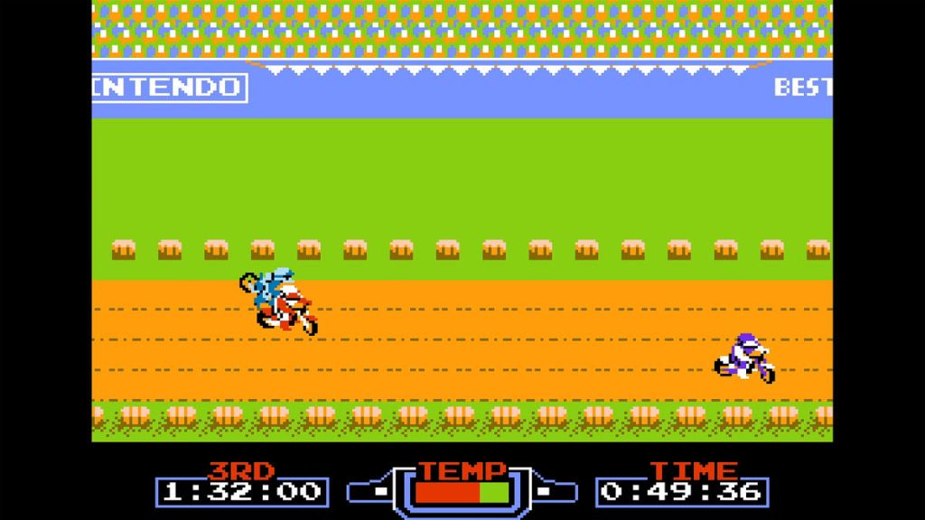 Excitebike - Take that, Blue Racer! I don’t know who you are, but I really like knocking you over when I play this game!