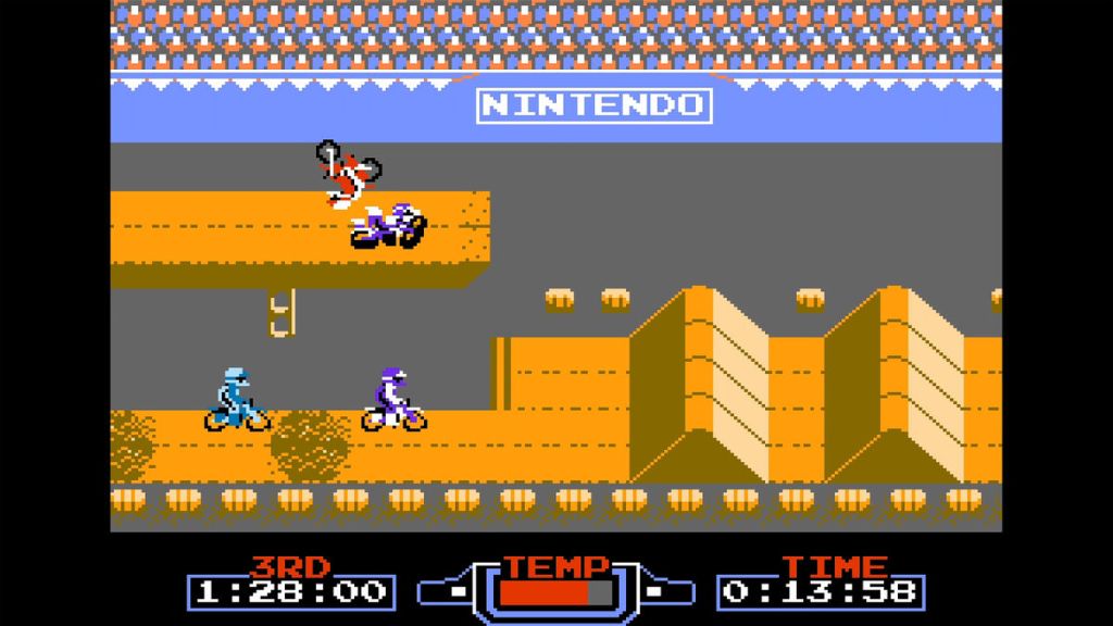 Excitebike - When you wreck the crowd responds with a special sound effect, which is kind of cool.